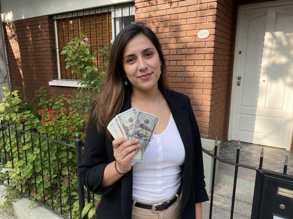 Asesora de Hipotecaya con dólares en la mano